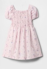 Baby Gap  Smocked Puff Sleeve Pink Floral Dress  Size 3 years