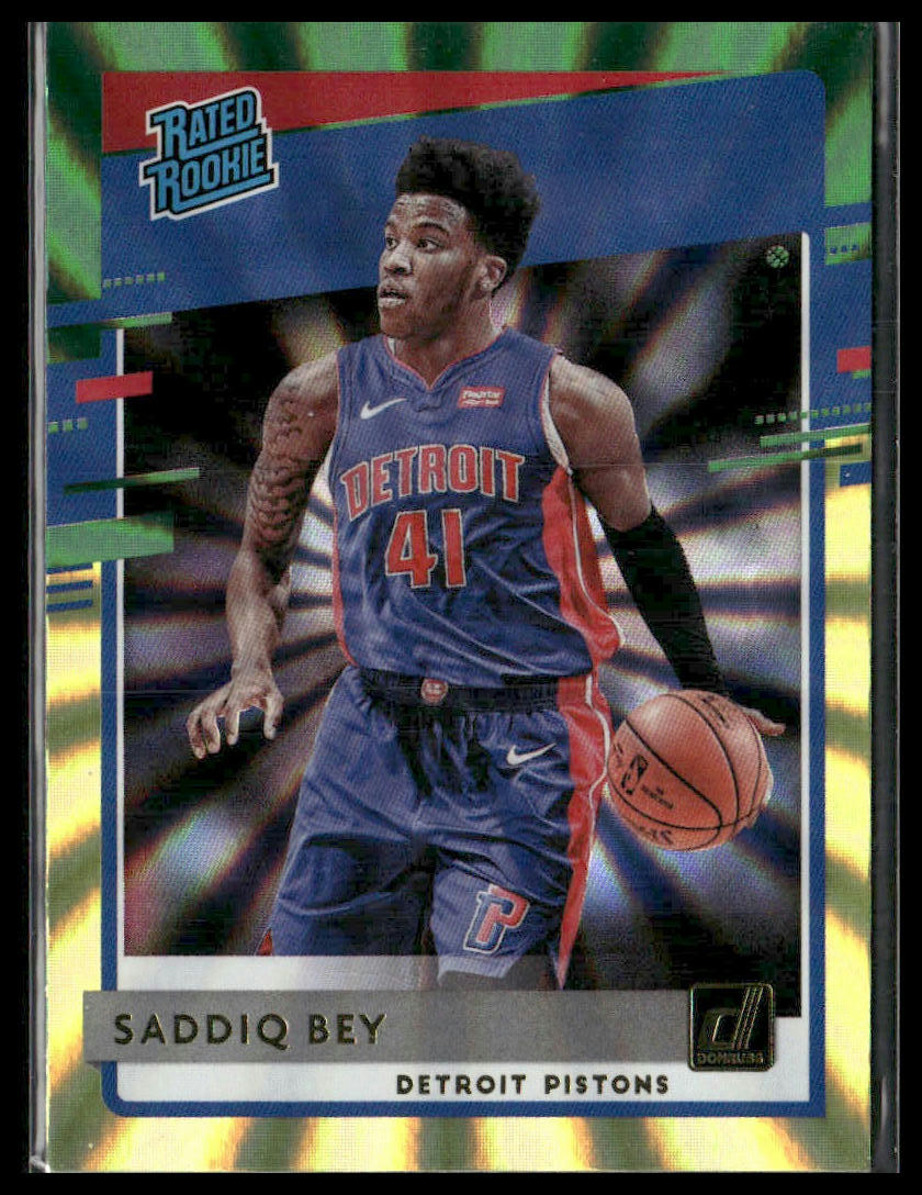2020-21 Donruss #210 Saddiq Bey Rated Rookies Holo Green and Yellow Laser