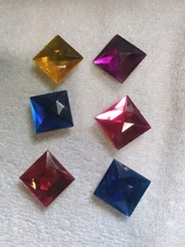 Vintage Bright Jewel Button Covers Set 6 80's Excellent