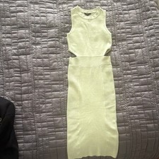 GUESS Women's Light Green Cut-Out Knit Stretch Bodycon Midi Dress Size S