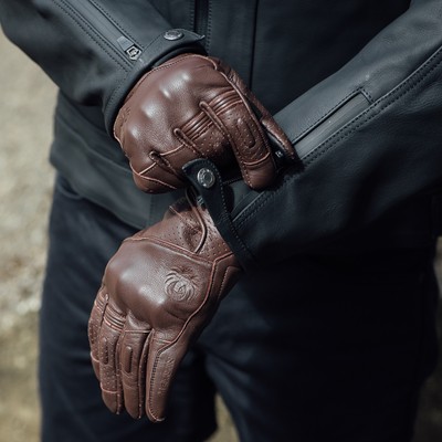 Merlin Legacy D3O Motorbike Motorcycle Leather Gloves Dark Brown