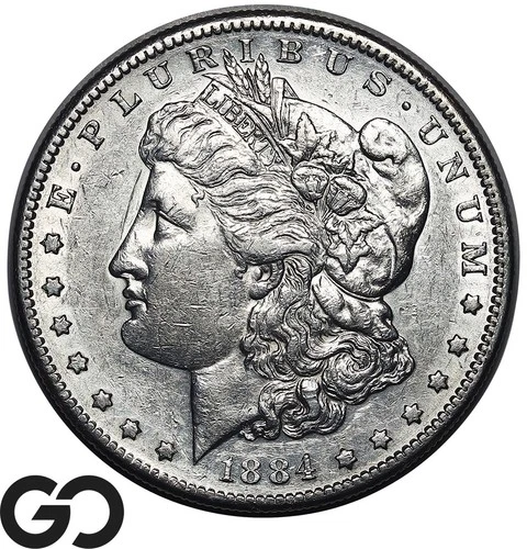 1884-S Morgan Silver Dollar Coin, Choice AU++/Unc Better Date San Francisco!