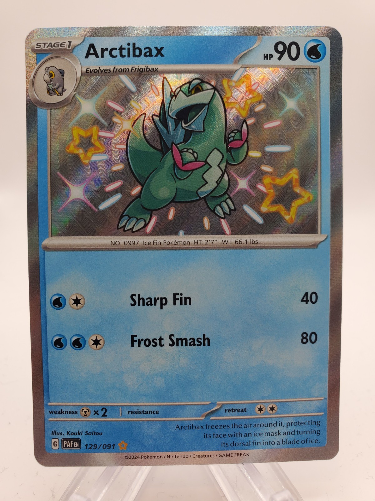 Pokemon TCG Arctibax 129/091 SV: Paldean Fates Shiny Rare Holo NM