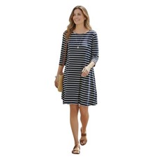 GAP Striped Cotton Modal Dress Womens Size M 3/4 Sleeve Pockets