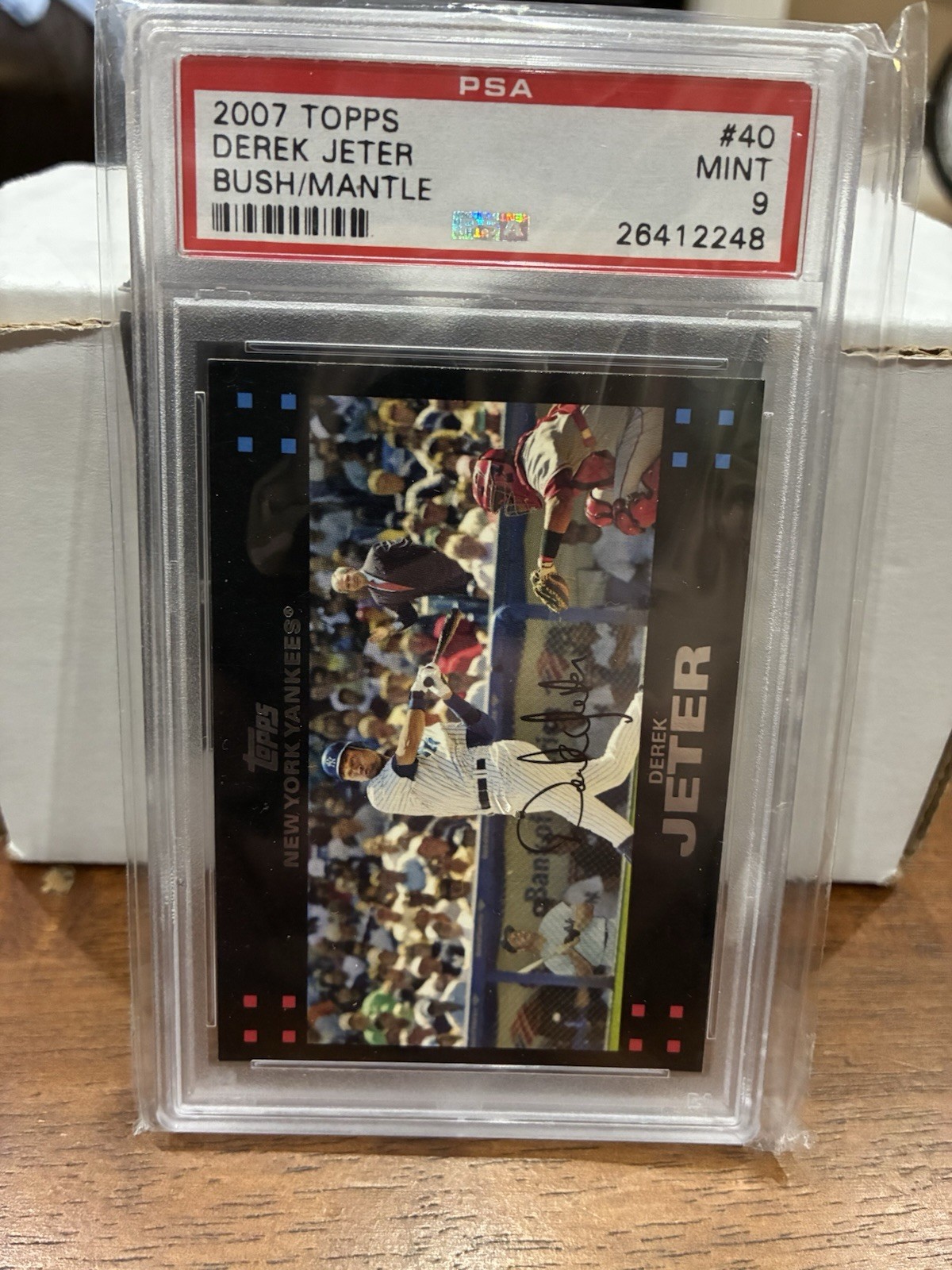 2007 Topps 40 Derek Jeter Bush Mickey Mantle PSA 9