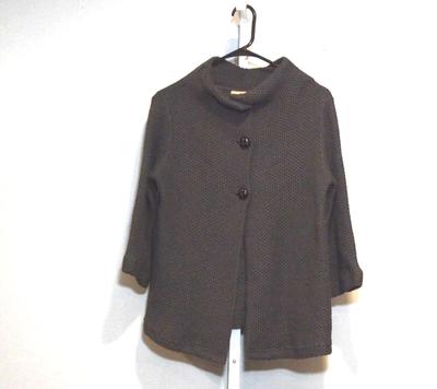 #ad #ad Piko Green Earth Fashion Size L Dark Gray Waffle Knit Sweater 3 Button Closure $24.99