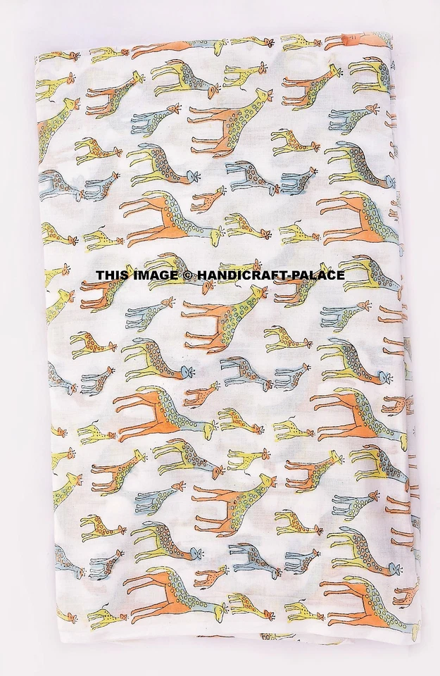 Indian Voile Cotton White Fabric Animal Print Sewing Material 5 Yard Decor Item - Image 3 of 3