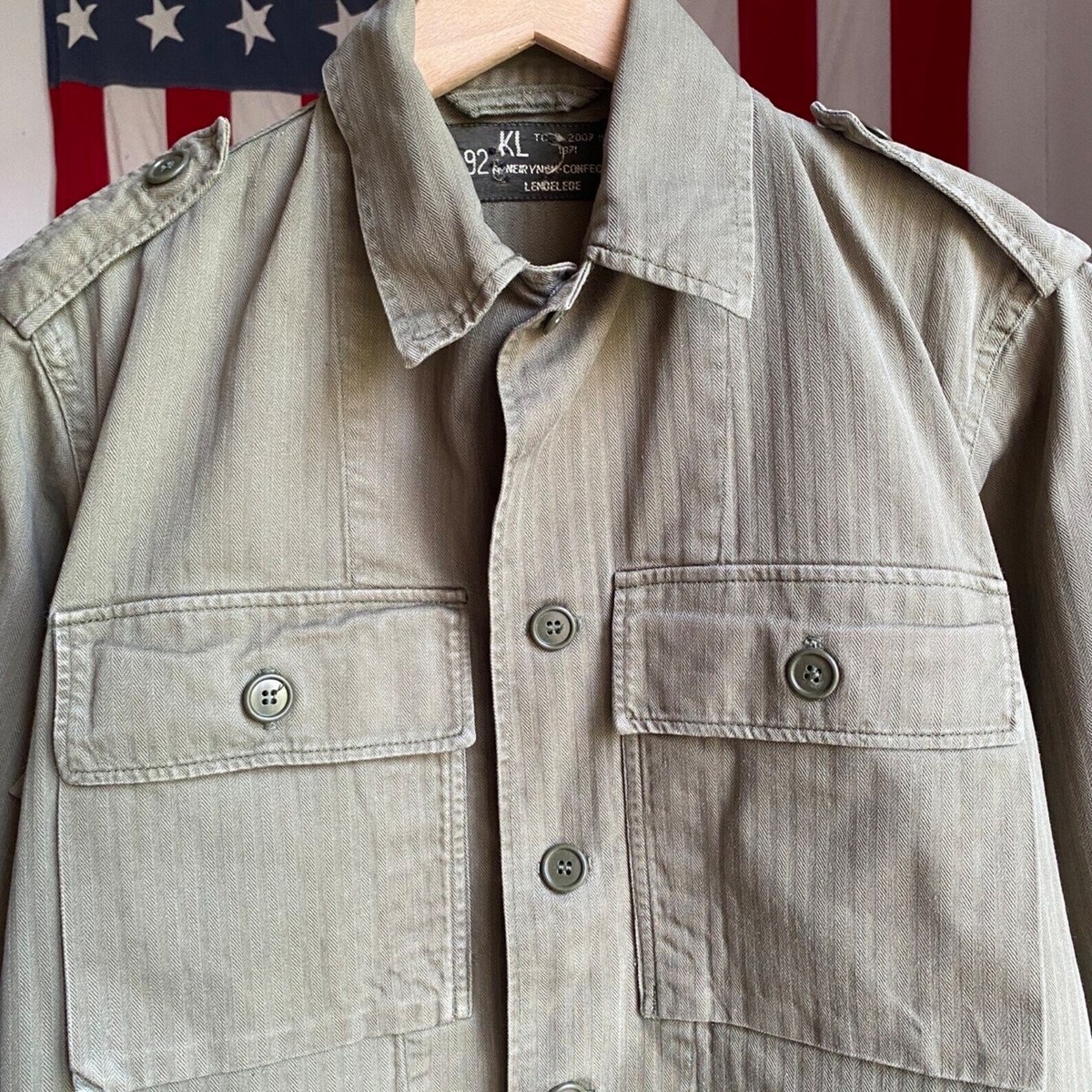 70s vintage Dutch Netherlands KL HBT cotton olive drab 70s vintage Dutch Netherlands KL HBT cotton olive drab