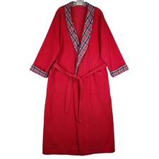 Vermont Country Store Vintage Bath Robe Mens Size Medium M Red Plaid Lining Flaw