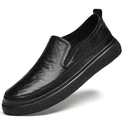 Male Comfort Walking Shoes Breathable Soft Loafers Leather Flat Driving Shoes