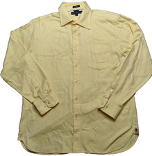 VTG Y2K Tommy Hilfiger Men Large 80's 2-Ply Cotton Yellow Stripe Shirt