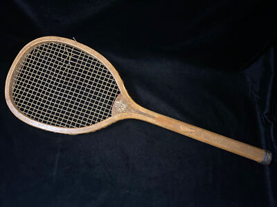 Spalding Transitional Flat-Top Checkered Handle Antique Tennis Racquet c.1896 