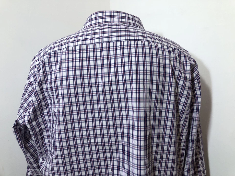 Camisa Egara Para Hombres XXL Manga Larga Algodón a Cuadros Abotonada Roja Blanca Azul Foto 4 de 4