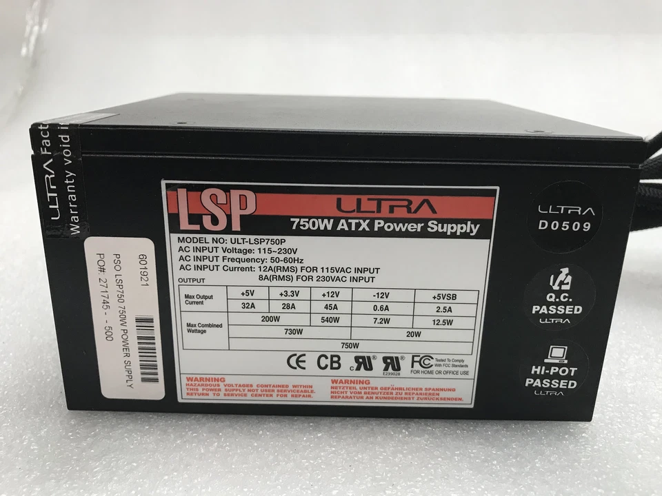 KDM ULTRA ULT-LSP750P 750W Semi Modular ATX Power Supply Tested Working - Image 4 of 4