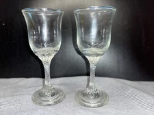 VINTAGE PAIR DEMA ENGLAND RENAISSANCE SHERRY/PORT GLASSES WITH TWISTED STEMS