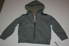 New Carter's Boys 5 year Gray Sweatshirt Top Hoodie Sherpa Lined Hood