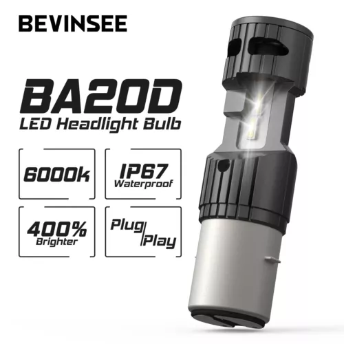 1x BA20D S2 LED Headlight Bulb 25W 12V Bright White Motorcycle UTV High/Low Beam