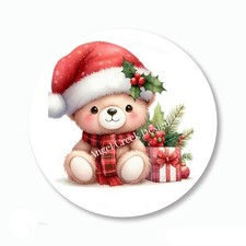 Holly Berries Teddy Bear Christmas Favors Scrapbook Stickers Envelope Seals