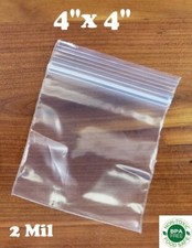 100 - 4" x 4" ZIP SEAL TOP LOCK BAGS CLEAR 2 MIL PLASTIC RECLOSABLE MINI BAGGIES