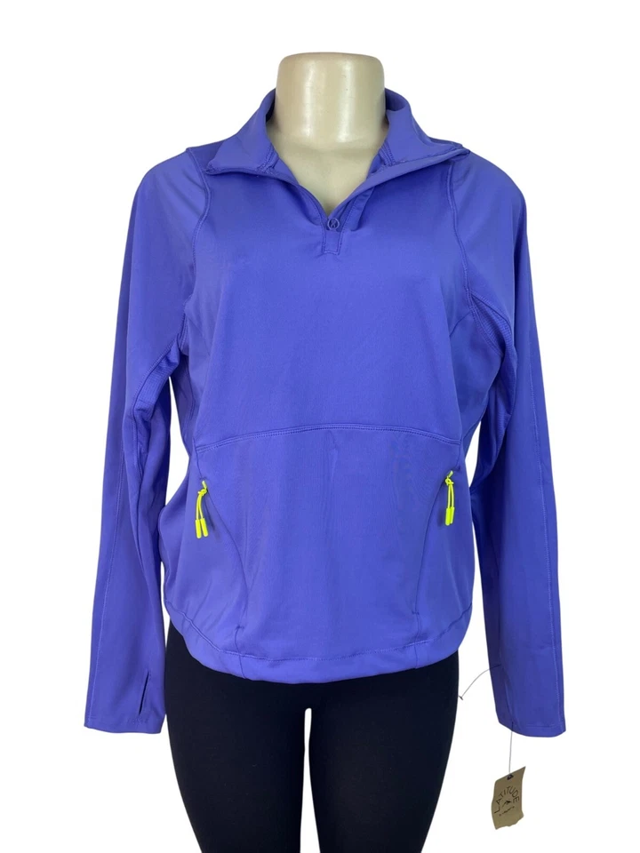 Chaqueta Pullover Capa 8 Mujer Media Cremallera Manga Larga Púrpura Talla M - Nueva Foto 2 de 4