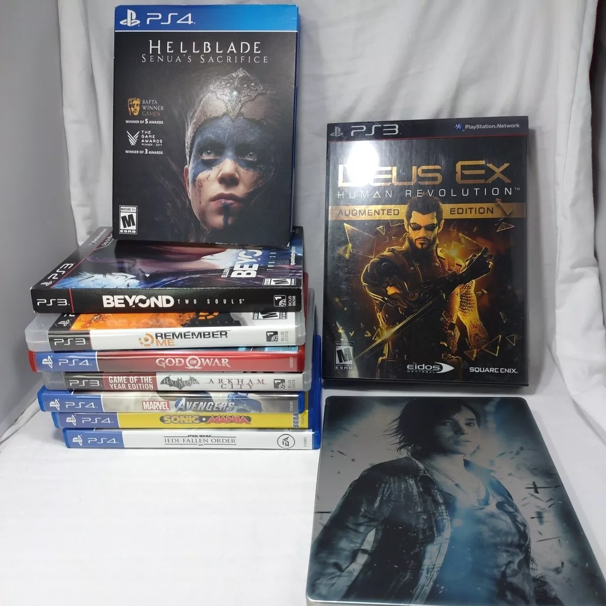 PS4 PS3 game lot- Hellblade, Beyond 2 Souls, God of War, Deus Ex, Star Wars  more