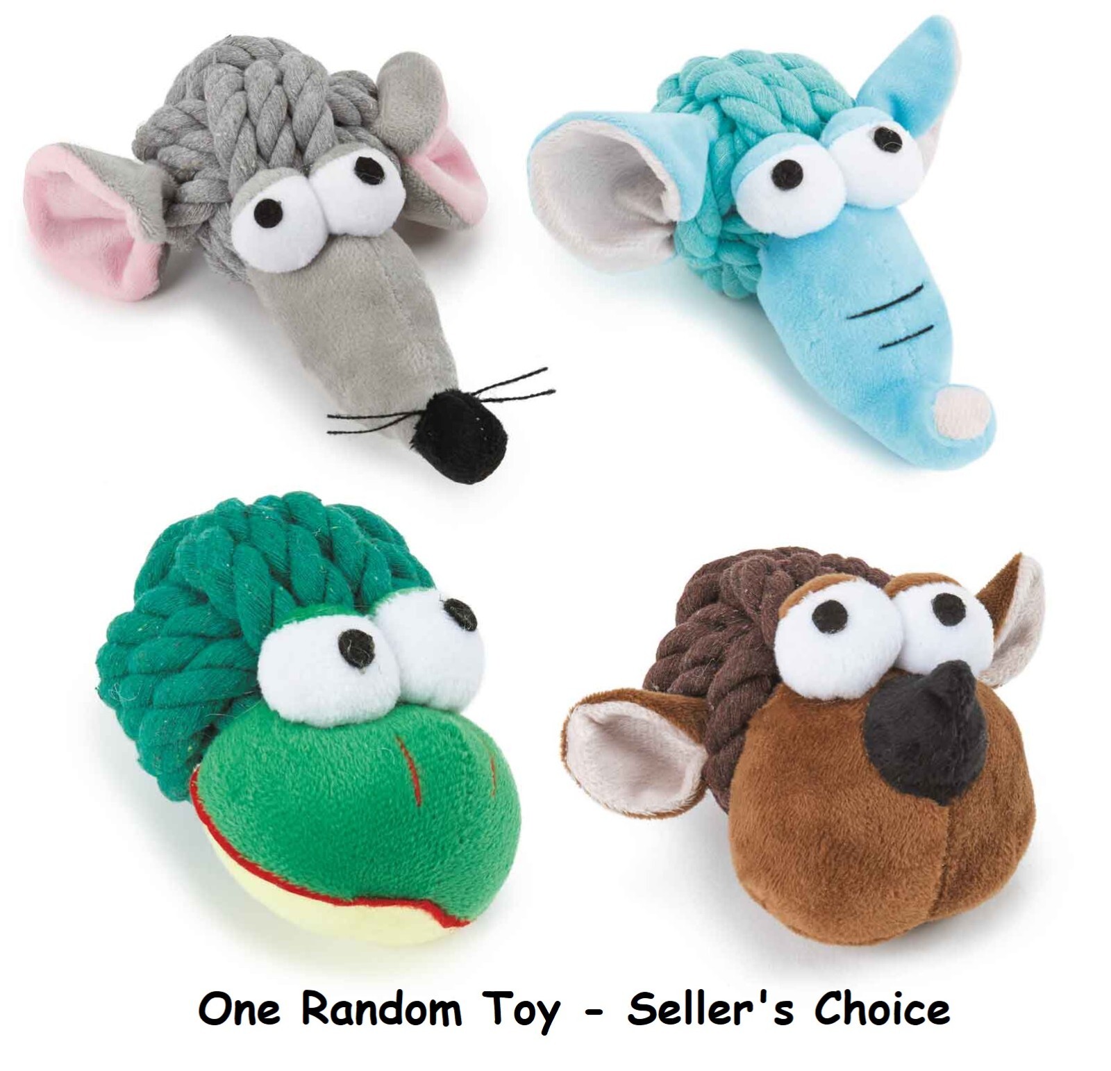 Dog Toy Knotted Rope Animal Ball Head Elephant Frog Mouse Monkey or Set of all 4