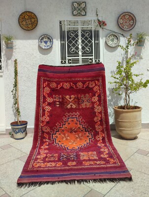 Alter marokkanischer Teppich Vintage Handarbeit Berber Unikat, antiker marokkanischer Rug