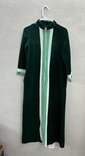 Sears Womens Robe Sleepwear Size 10 Green Velour Long Sleeve Maxi Zip Up Vintage
