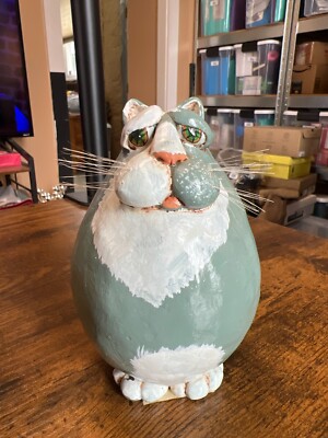 VTG Signed 1997 Vicki Thomas Enesco Funny Bones Fat Cat 5.5'', Very Good Cond.