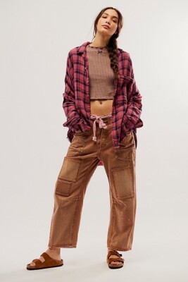 NWT Free People X CP Shades Ragged Marella Plaid Top Size Extra Small