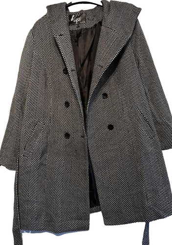 Abrigo de Maternidad Bonprix Negro Talla 20 Look Lana (5% Lana) Cinturón Ajustable NUEVO - Imagen 2 de 9