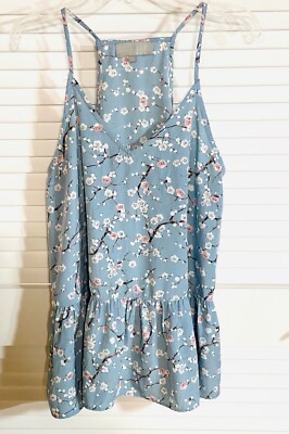 ASHER by Fab'rik Size Small Floral Tunic Sleeveless bottom Ruffle Women EUC