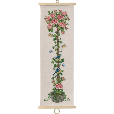 Kit Point De Croix Permin Fleurs De Pommier - 29x19cm, Toile Aida 14ct, Diagramme