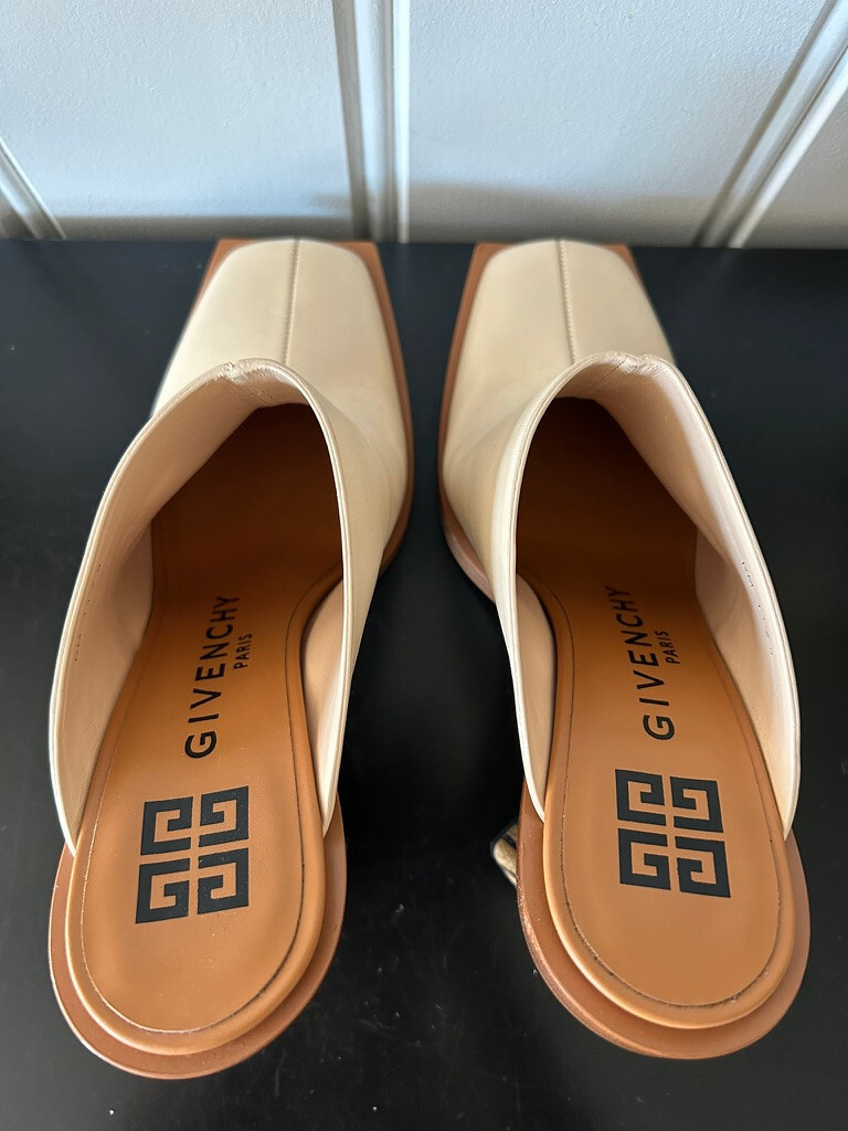 Authentic Givenchy Square Toe Mules Neutral Color… - image 6