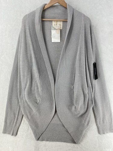 Thread Supply Sweater Women Small Gray Oversized Open Front Cardigan Pockets $72