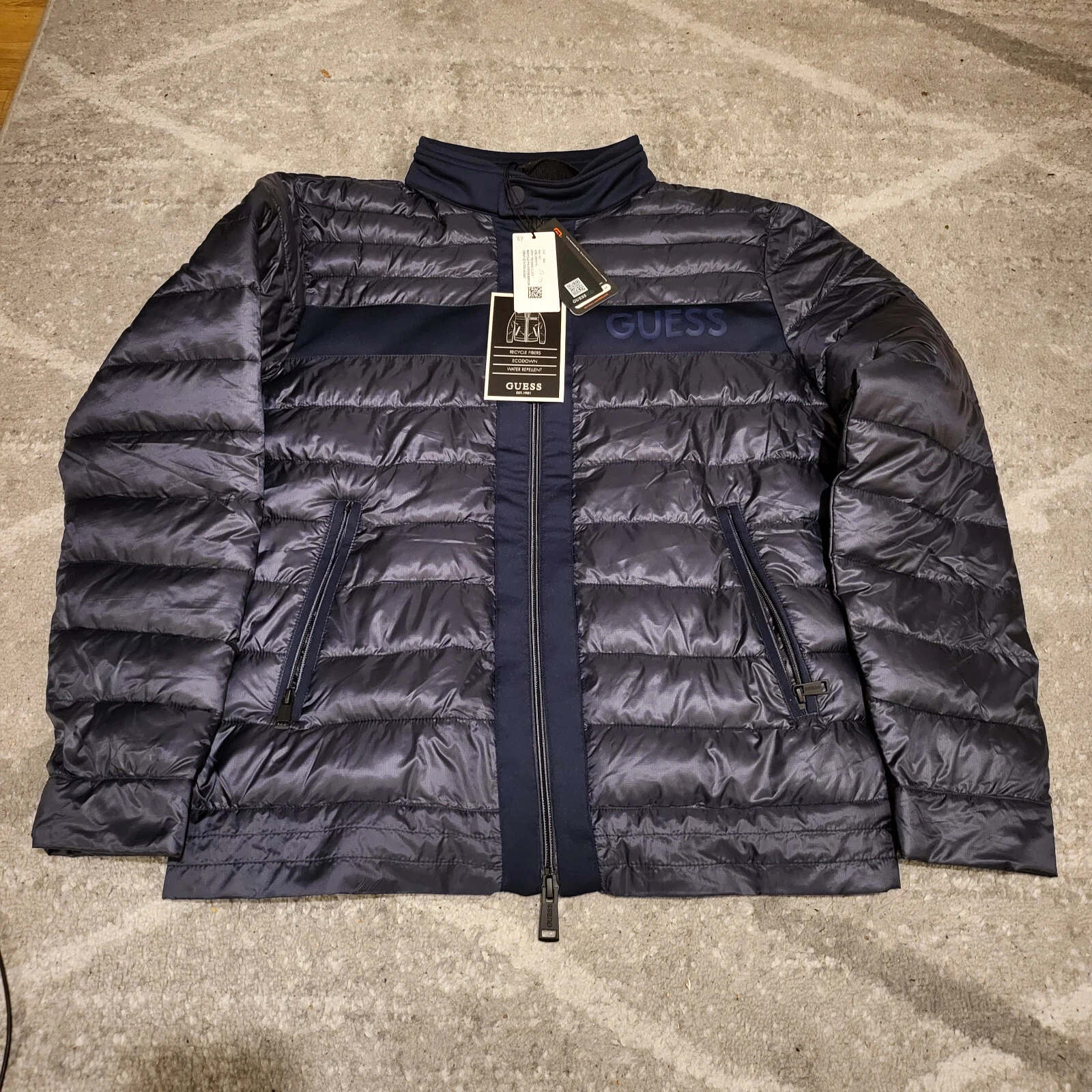 GUESS MEN'S URBAN QUILTED JACKET - RECYCLE POLYESTER RIPSTOP - L