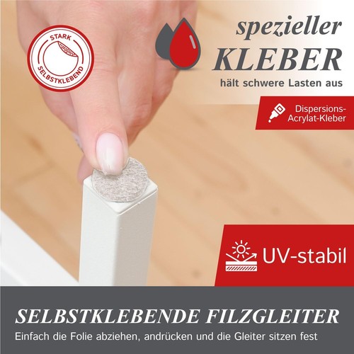 12 Filzgleiter selbstklebend rund Ø 50-75mm, 5mm, Möbelgleiter für schwere Möbel - Bild 22 von 36