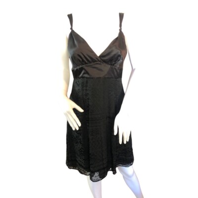 GUESS Black Slip Mini Dress Size 5 Floral Baby Doll Cocktail Vampire Whimsigoth