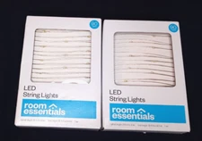 Room Essentials 2 Pks LED String 90 Light Sets w/ Timer, battery or USB operated