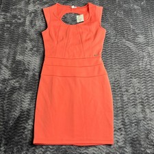 Guess Womens Orange Sleeveless Square Neck Stretch Lined Sheath Dress NWT