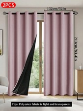 2pcs Pink Blackout Curtains 132x213cm Grommet Thermal Insulated