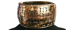 BRACELET Bangle Cuff Gold Tone Woven Design Size 7 Inch Hinged