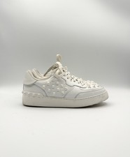 Valentino Garavani White Leather Rockstud Sneakers Low Top White Studs Size 37