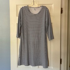Lulu-B 3/4 Sleeve Travel Dress Stripe UPF Sun Protection Cooling Size M Preppy