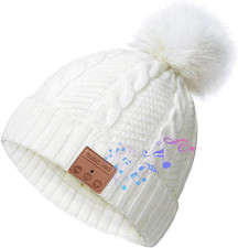 Bluetooth Beanie Hat Women with Headphones Sport Wireless Music Hat with Pompon