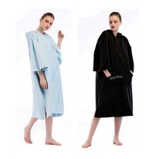Microfiber Surf Hooded Poncho Bath Robe Wetsuit Changing Towel F Beach Kayak