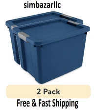 (2 pack) Large Storage Bin, 20 Gallon Plastic Storage Container with Latch Lid