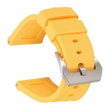 Silicone Watch Bands 24mm Soft Watch Band with Silver Buckle, Yellow