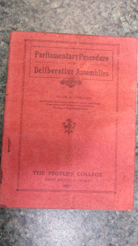 1915 THE PEOPLE'S COLLEGE-PARLIAMENTARY PROCEDURE FOR DELIBERATIVE ASSEMBLIES