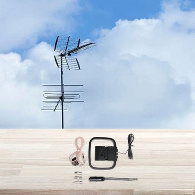 Indoor AM FM Radio Antenna, Universal Signal Booster For Home Audio, Black